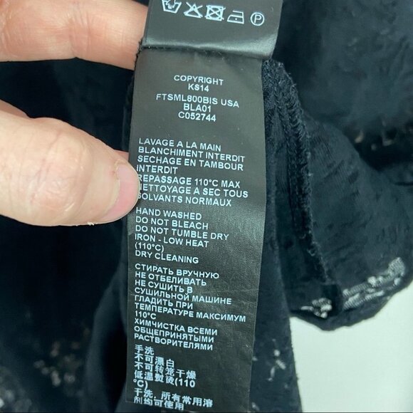 The Kooples Diamonds‎ Burnout Long Sleeve Top Black Size XS Sheer Blouse Sheer - Picture 10 of 13